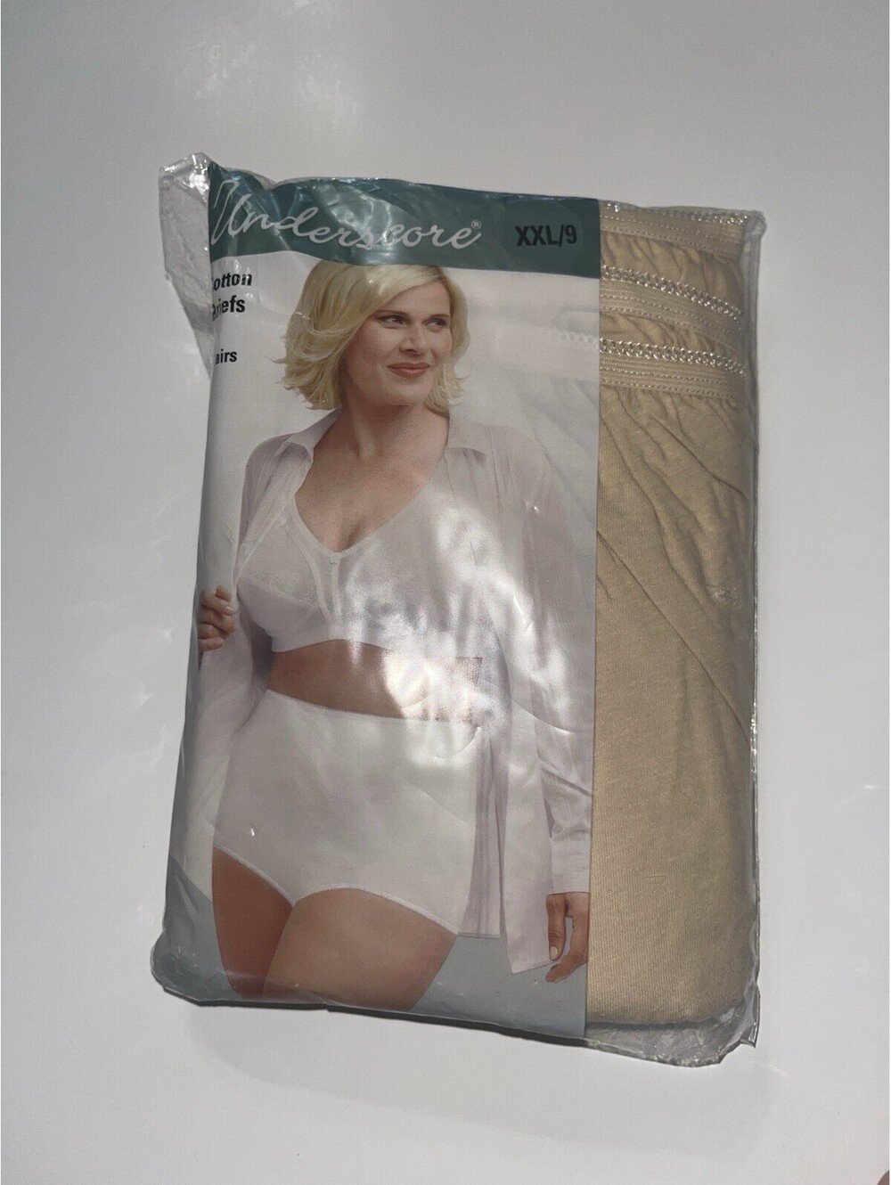Underscore Cotton Briefs Panties Womenβs 9 XXL Nude Full Brief NOS New